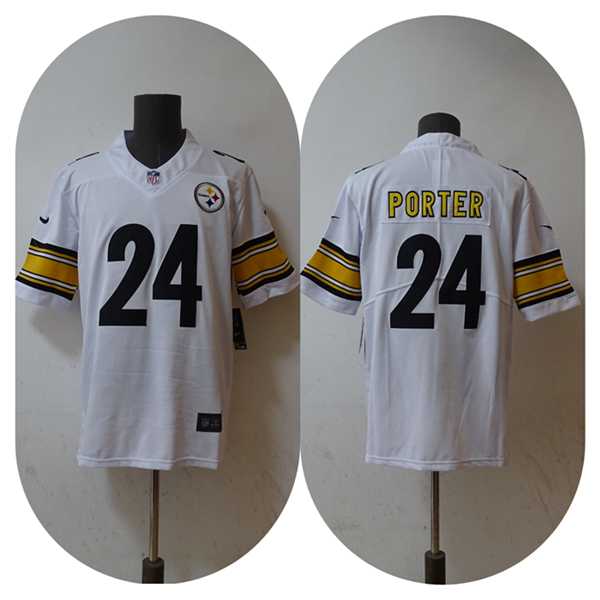 Men%27s Pittsburgh Steelers #24 Joey Porter Jr. White 2023 Draft Vapor Untouchable Limited Stitched Jersey
